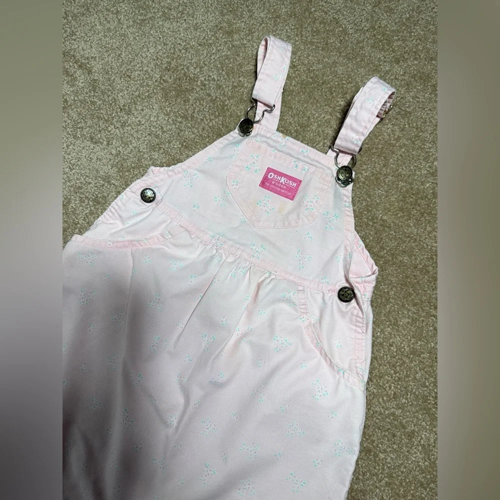 Vintage OshKosh B’gosh Girls Pink Floral Overall Dress Size 6‎ Made in USA 90s